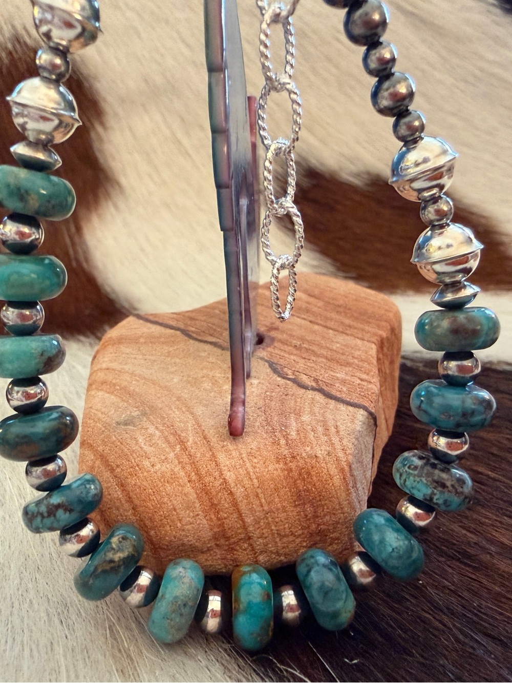 ❤️ Kingman Turquoise 3mm 4mm 5mm 8mm Navajo Desert Pearl Bracelet 7+2”L - Picture 8 of 11